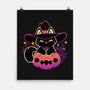 Cute Halloween Cat On Pumpkin-None-Matte-Poster-xMorfina