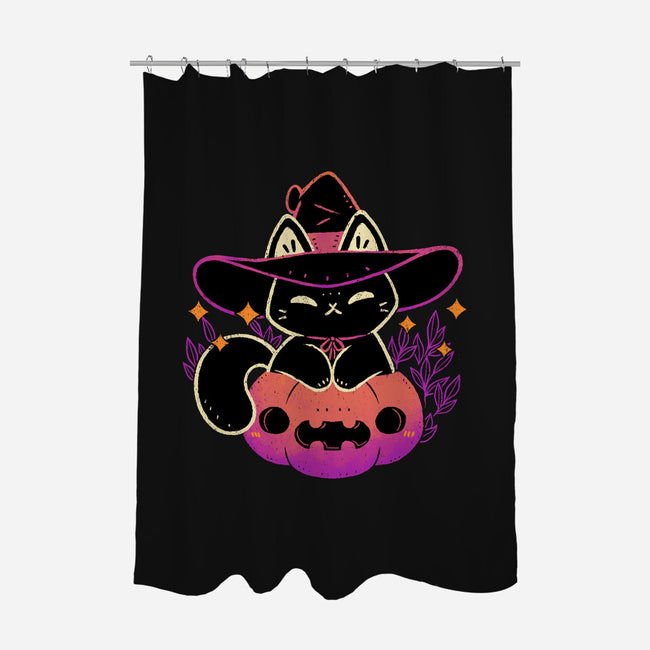 Cute Halloween Cat On Pumpkin-None-Polyester-Shower Curtain-xMorfina