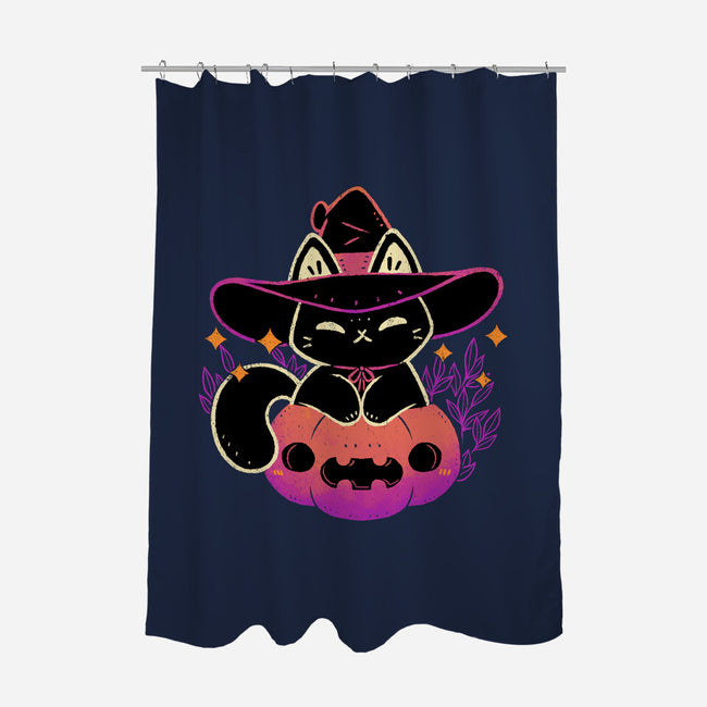 Cute Halloween Cat On Pumpkin-None-Polyester-Shower Curtain-xMorfina
