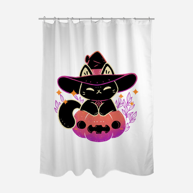Cute Halloween Cat On Pumpkin-None-Polyester-Shower Curtain-xMorfina
