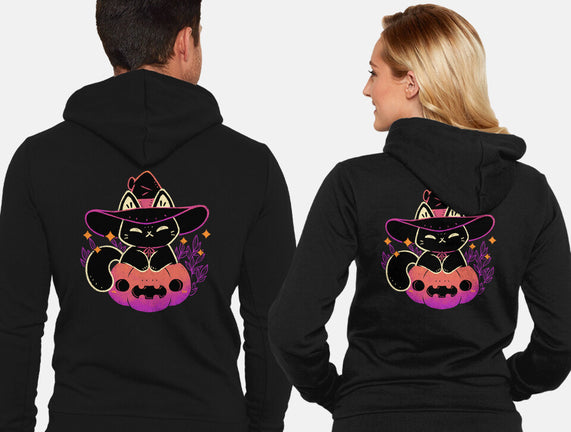 Cute Halloween Cat On Pumpkin