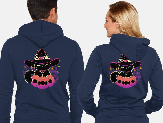 Cute Halloween Cat On Pumpkin
