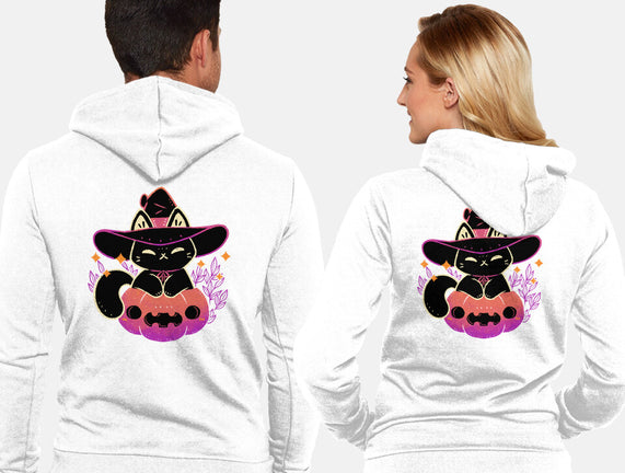 Cute Halloween Cat On Pumpkin