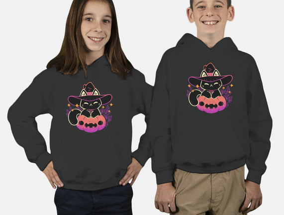 Cute Halloween Cat On Pumpkin