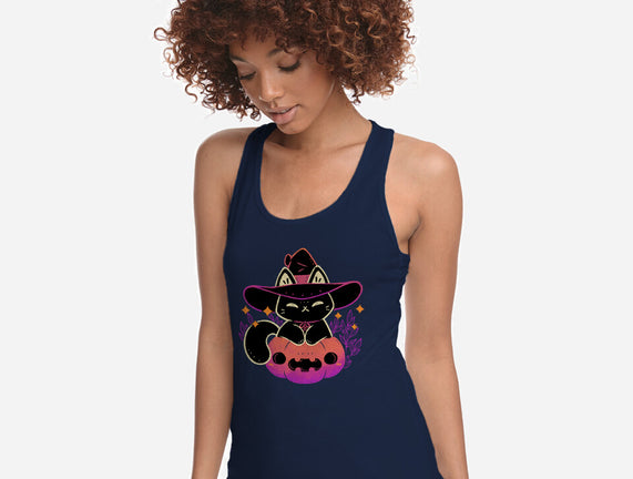 Cute Halloween Cat On Pumpkin