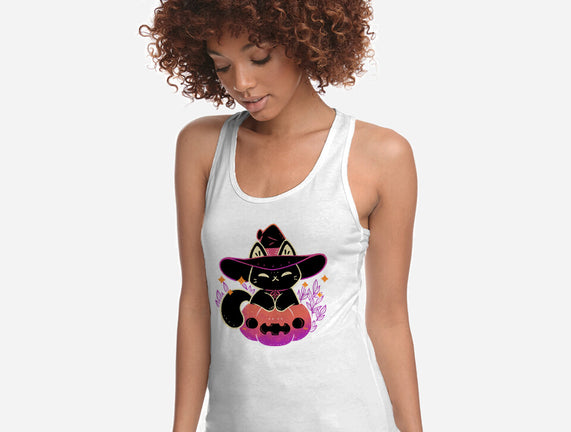 Cute Halloween Cat On Pumpkin