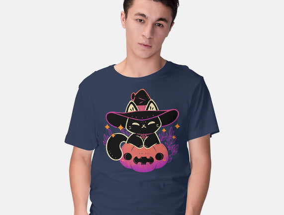 Cute Halloween Cat On Pumpkin