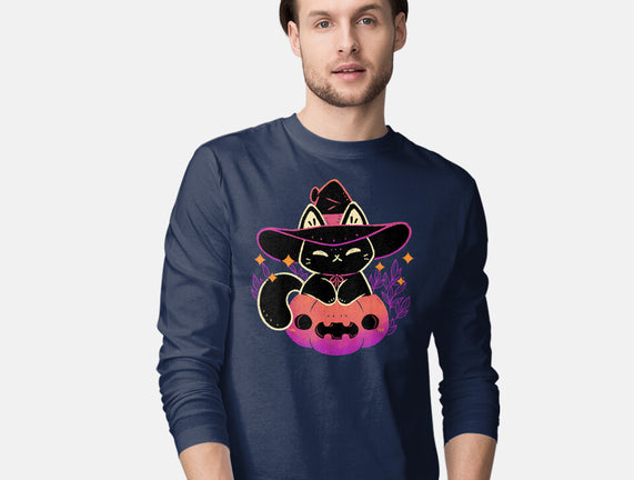 Cute Halloween Cat On Pumpkin