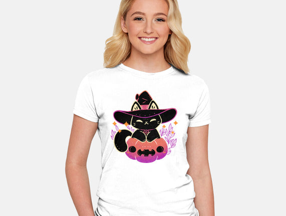 Cute Halloween Cat On Pumpkin