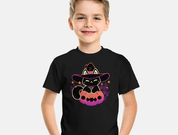 Cute Halloween Cat On Pumpkin