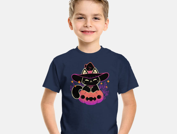 Cute Halloween Cat On Pumpkin