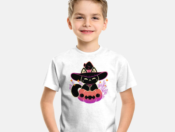 Cute Halloween Cat On Pumpkin