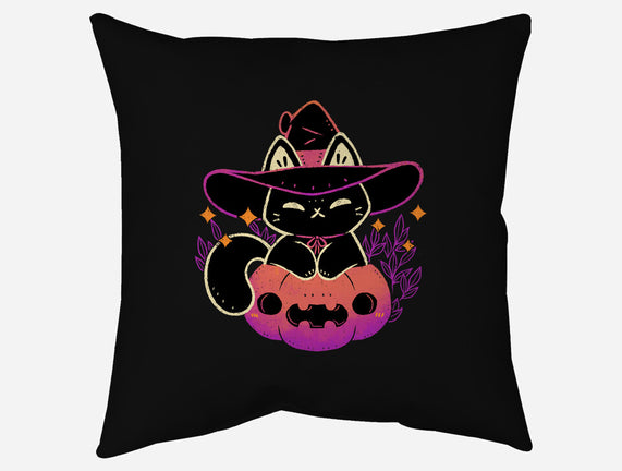 Cute Halloween Cat On Pumpkin
