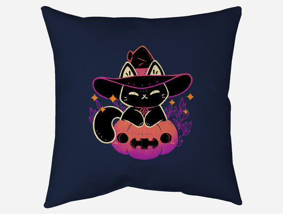 Cute Halloween Cat On Pumpkin