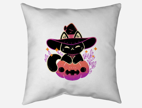Cute Halloween Cat On Pumpkin