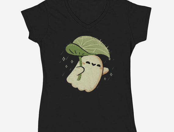 Cute Ghost With Leaf Umbrella