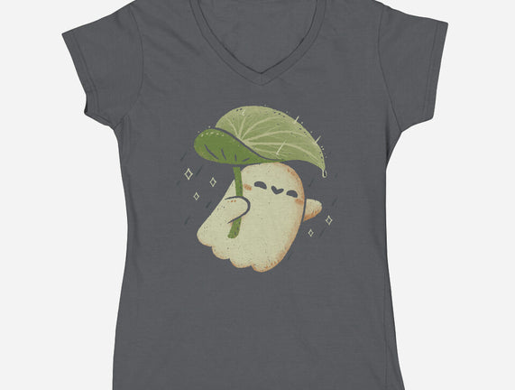 Cute Ghost With Leaf Umbrella