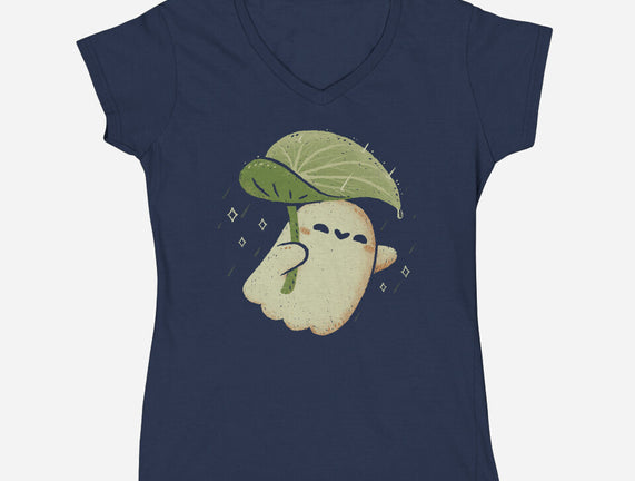 Cute Ghost With Leaf Umbrella
