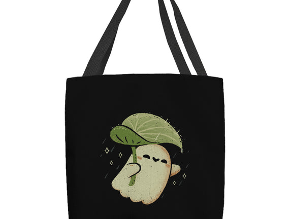 Cute Ghost With Leaf Umbrella