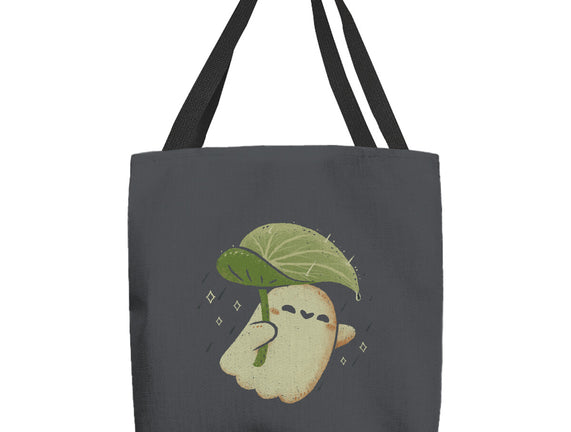Cute Ghost With Leaf Umbrella