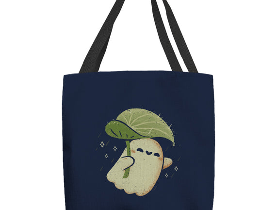 Cute Ghost With Leaf Umbrella