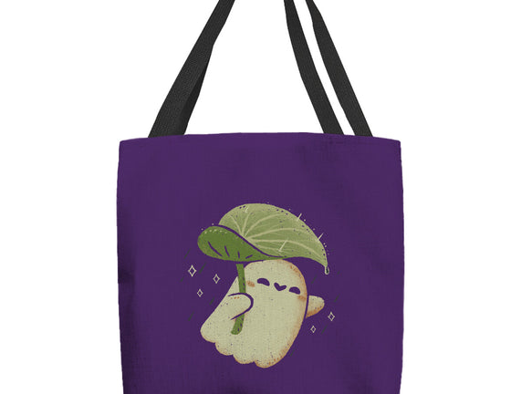 Cute Ghost With Leaf Umbrella