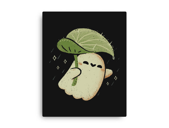 Cute Ghost With Leaf Umbrella