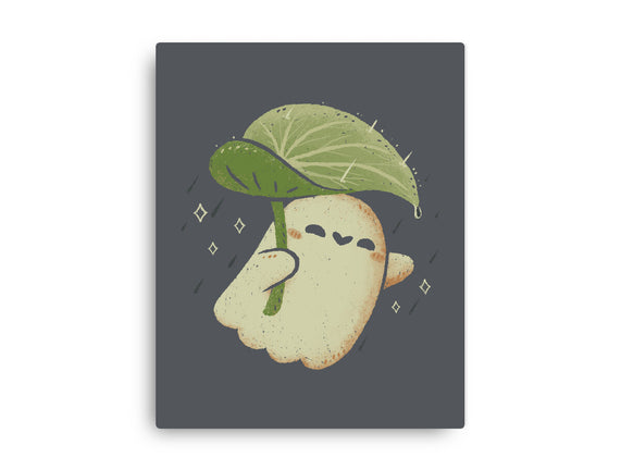Cute Ghost With Leaf Umbrella