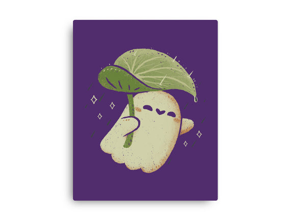 Cute Ghost With Leaf Umbrella