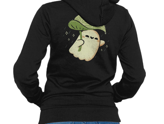 Cute Ghost With Leaf Umbrella