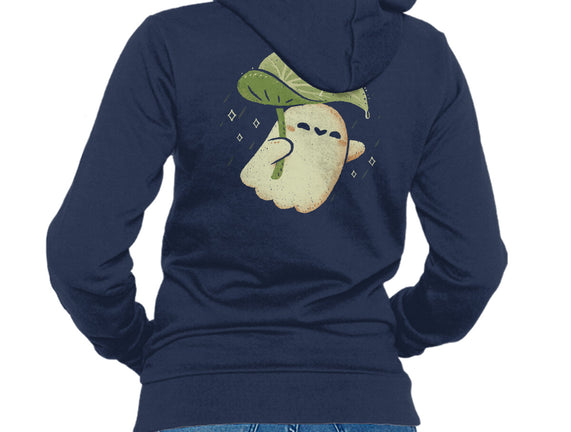 Cute Ghost With Leaf Umbrella