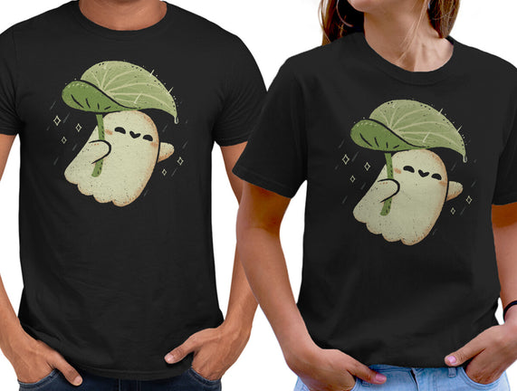 Cute Ghost With Leaf Umbrella