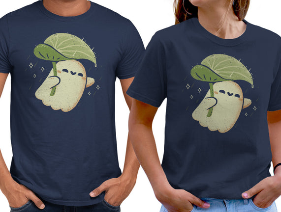 Cute Ghost With Leaf Umbrella