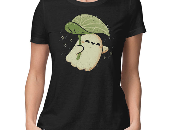 Cute Ghost With Leaf Umbrella