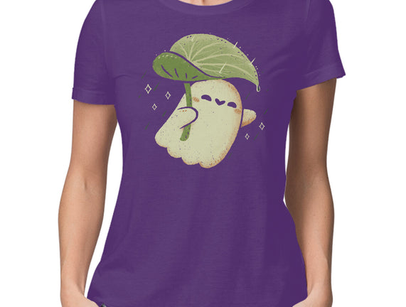 Cute Ghost With Leaf Umbrella