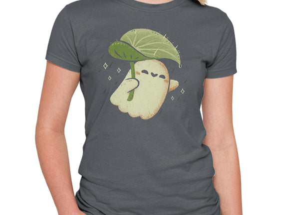Cute Ghost With Leaf Umbrella