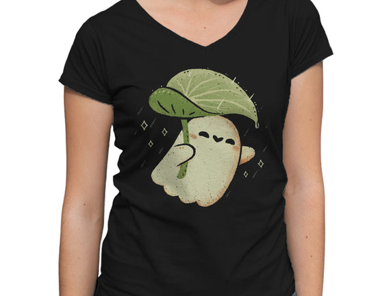 Cute Ghost With Leaf Umbrella