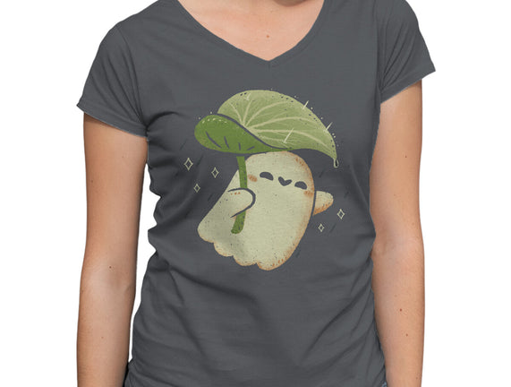 Cute Ghost With Leaf Umbrella