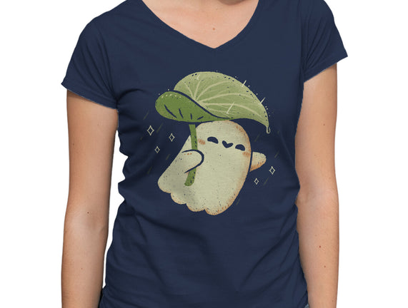 Cute Ghost With Leaf Umbrella