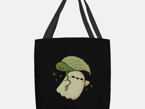 Cute Ghost With Leaf Umbrella