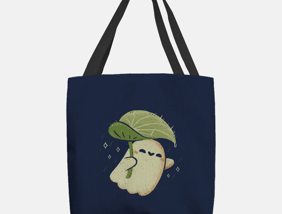 Cute Ghost With Leaf Umbrella