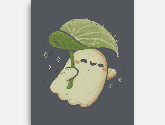 Cute Ghost With Leaf Umbrella