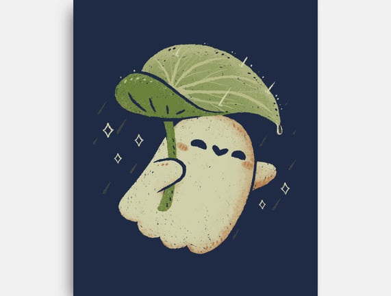 Cute Ghost With Leaf Umbrella