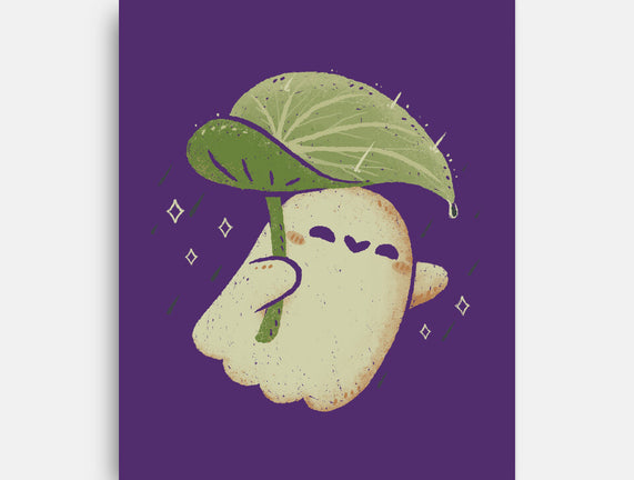 Cute Ghost With Leaf Umbrella