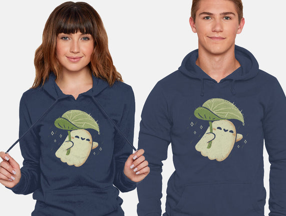 Cute Ghost With Leaf Umbrella