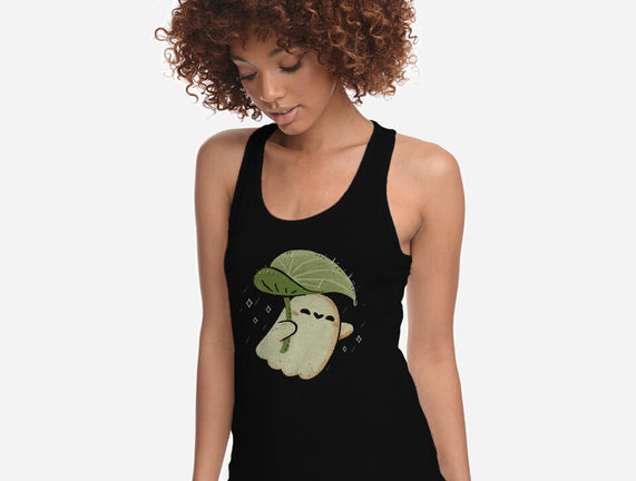 Cute Ghost With Leaf Umbrella