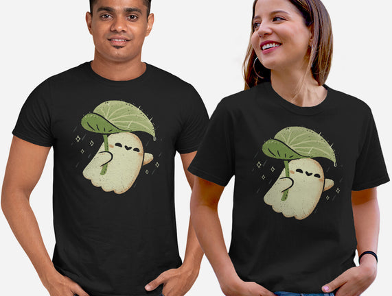 Cute Ghost With Leaf Umbrella