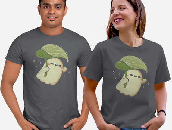 Cute Ghost With Leaf Umbrella
