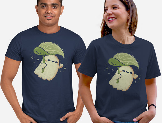 Cute Ghost With Leaf Umbrella