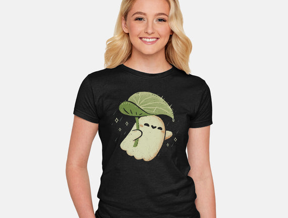 Cute Ghost With Leaf Umbrella